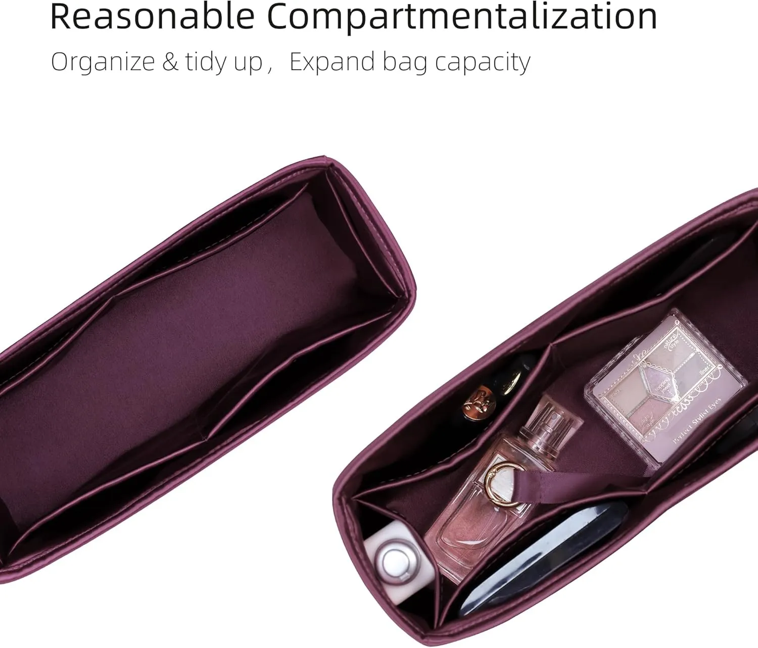 Silk Purse Organizer for LV Carryall - PM/MM Insert Bag in Bag, Luxury Handbag Tote Lining - Fuchsia