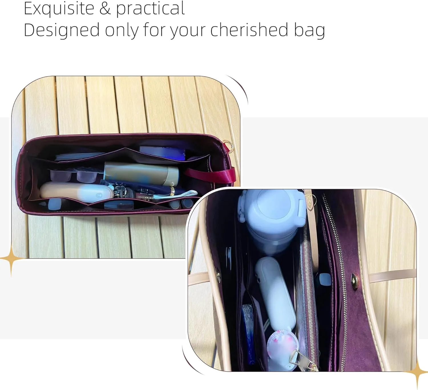 Silk Purse Organizer for LV Carryall - PM/MM Insert Bag in Bag, Luxury Handbag Tote Lining - Fuchsia