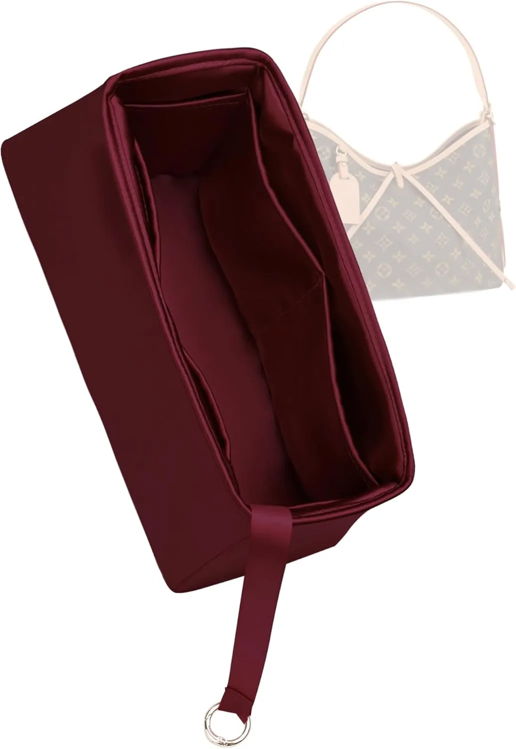 Silk Purse Organizer for LV Carryall PM/MM,Insert Bag in Bag,Luxury Handbag Tote Lining Bag Shapers(MM,Burgundy)