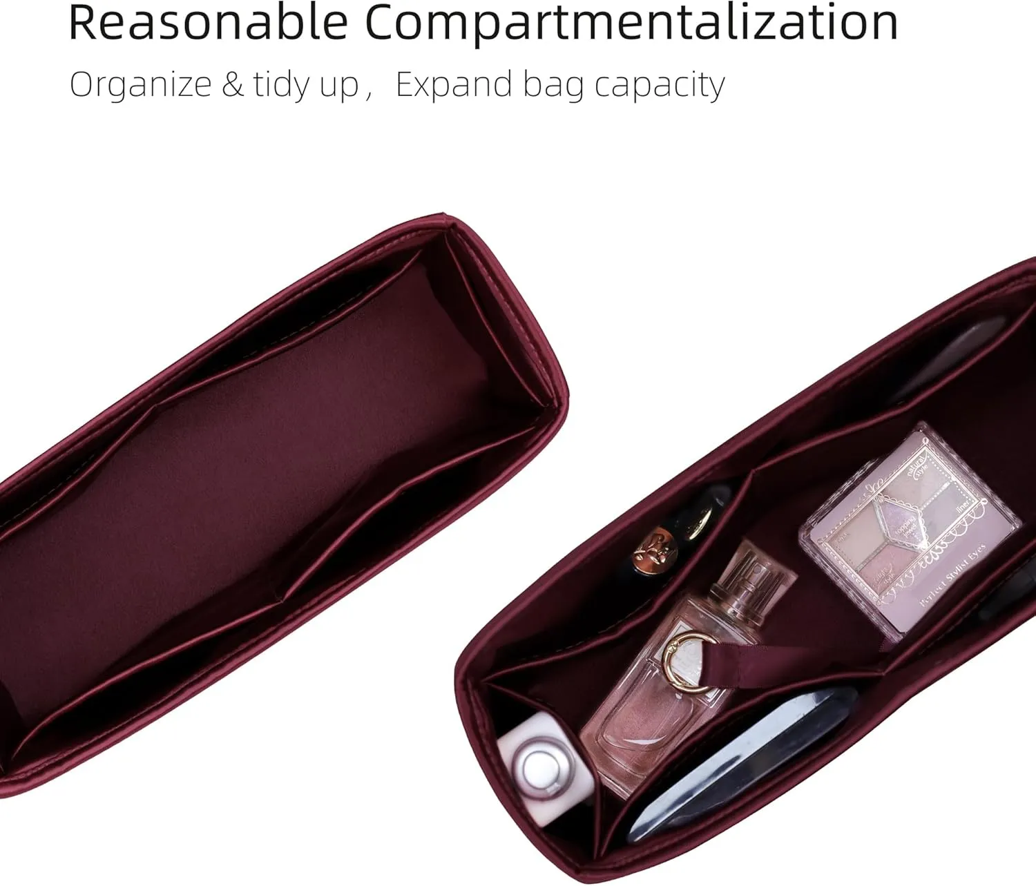 Silk Purse Organizer for LV Carryall PM/MM,Insert Bag in Bag,Luxury Handbag Tote Lining Bag Shapers(MM,Burgundy)