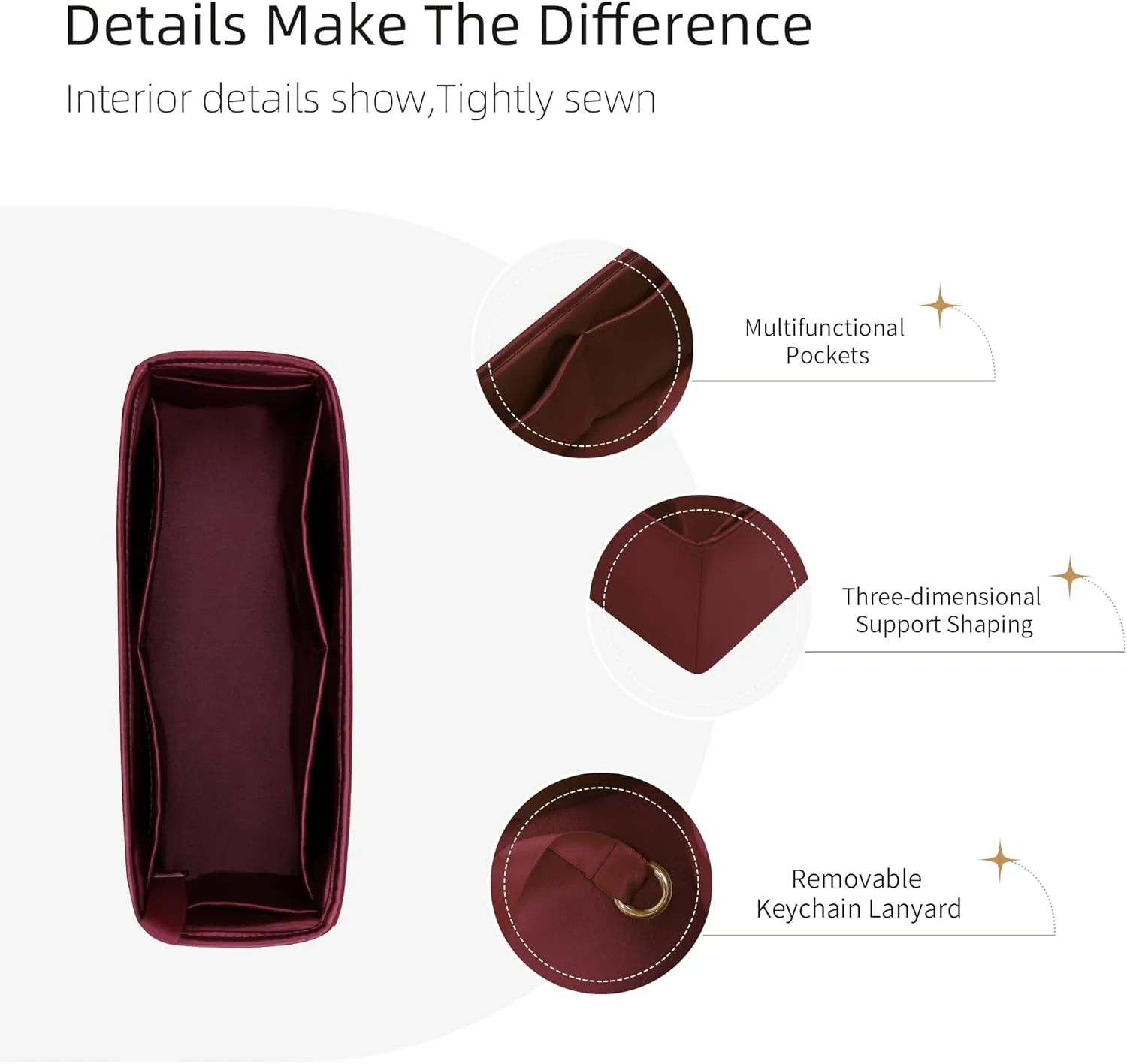 Silk Purse Organizer for LV Carryall PM/MM,Insert Bag in Bag,Luxury Handbag Tote Lining Bag Shapers(MM,Burgundy)