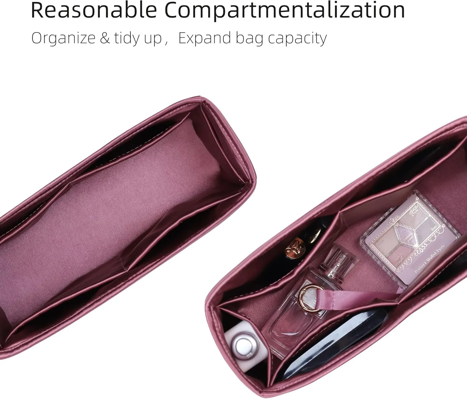 Silk Purse Organizer for LV Carryall PM/MM,Insert in Bag,Luxury Handbag Tote Lining Bag Shapers(MM,Cassis)