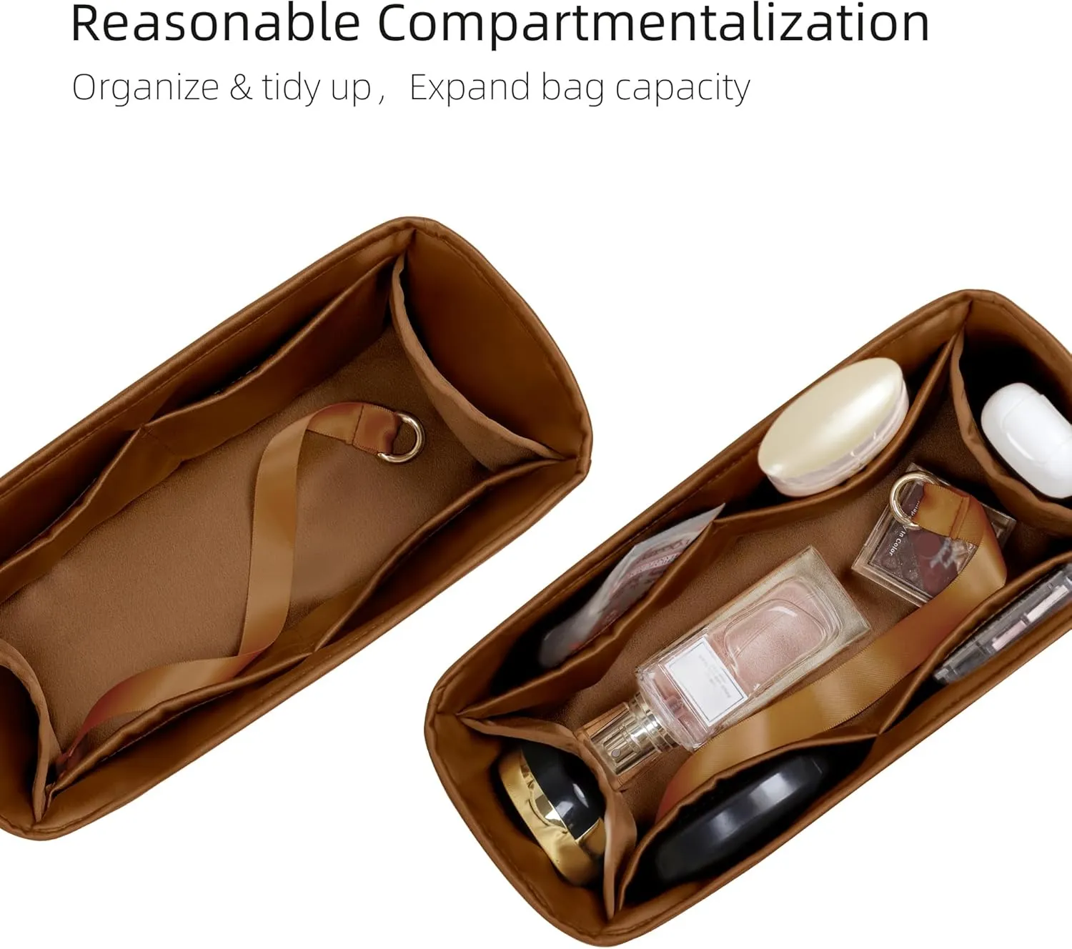 Silk Purse Organizer for Puzzle Mini/Small/Medium/Large,Insert Bag in Bag,Luxury Handbag Tote Lining Bag Shapers(Gold,Medium)