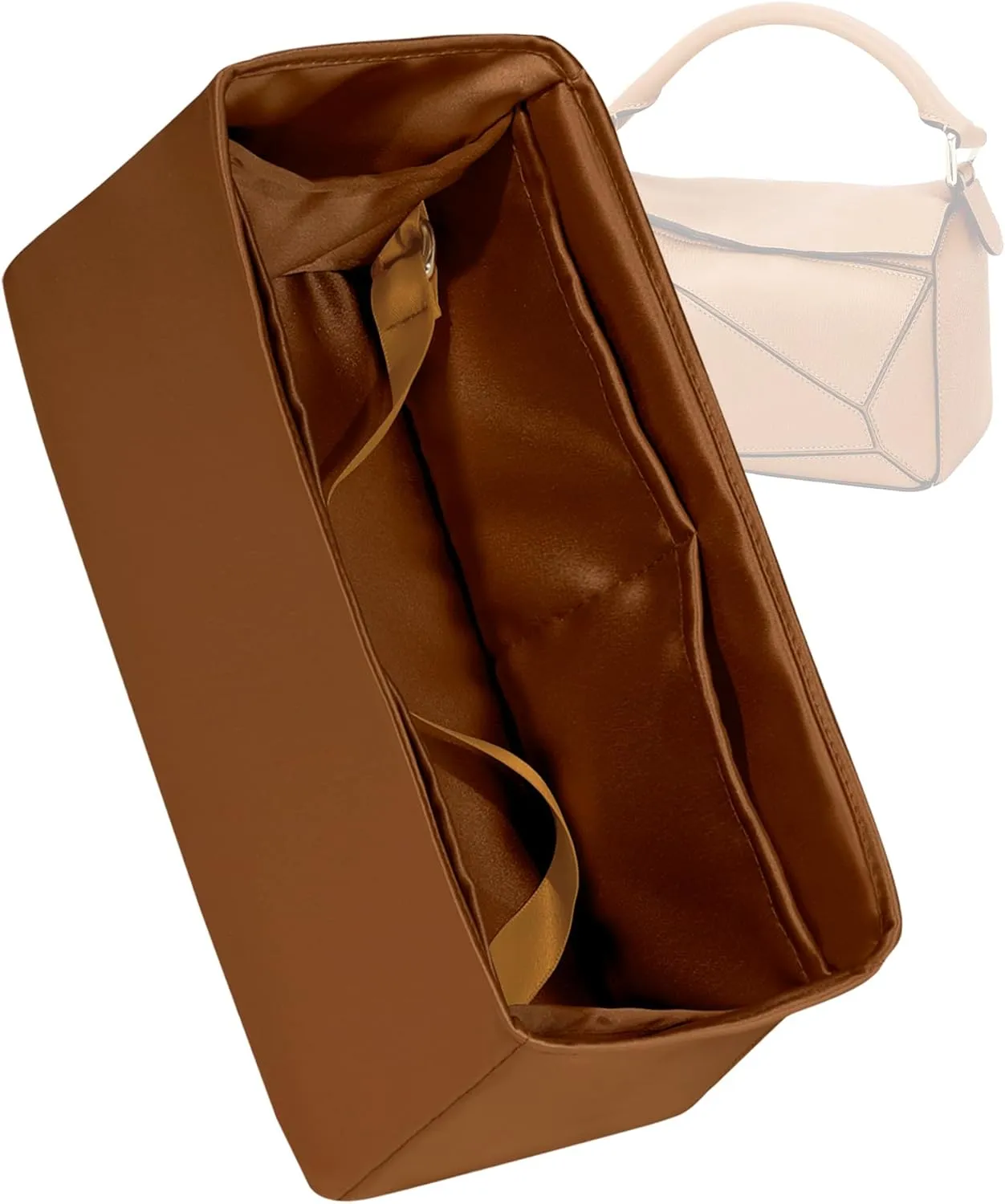Silk Purse Organizer for Puzzle Mini/Small/Medium/Large,Insert Bag in Bag,Luxury Handbag Tote Lining Bag Shapers(Gold,Medium)