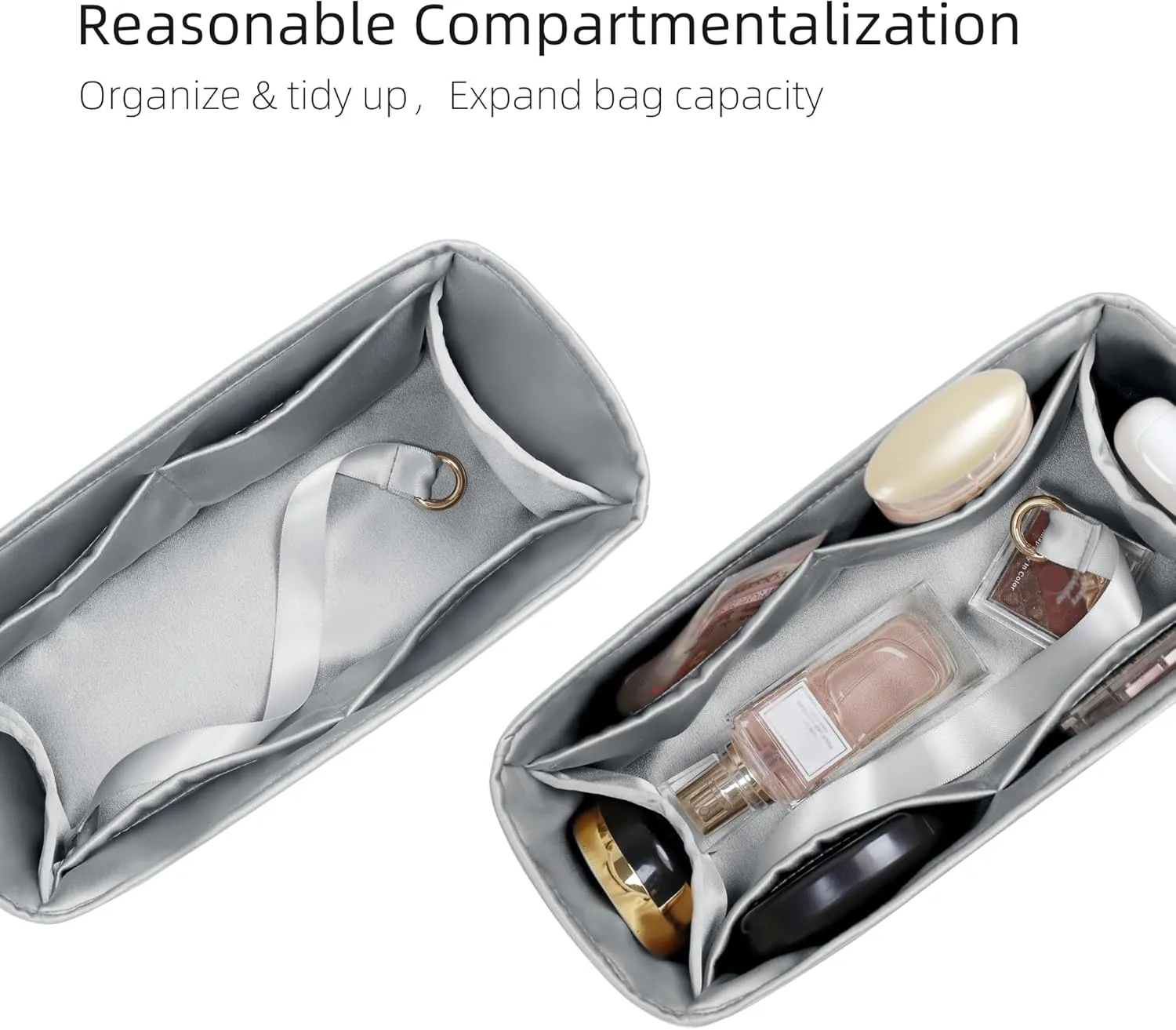 Silk Purse Organizer for Puzzle Mini/Small/Medium/Large,Insert Bag in Bag,Luxury Handbag Tote Lining Bag Shapers(Gris Meyer,Small)