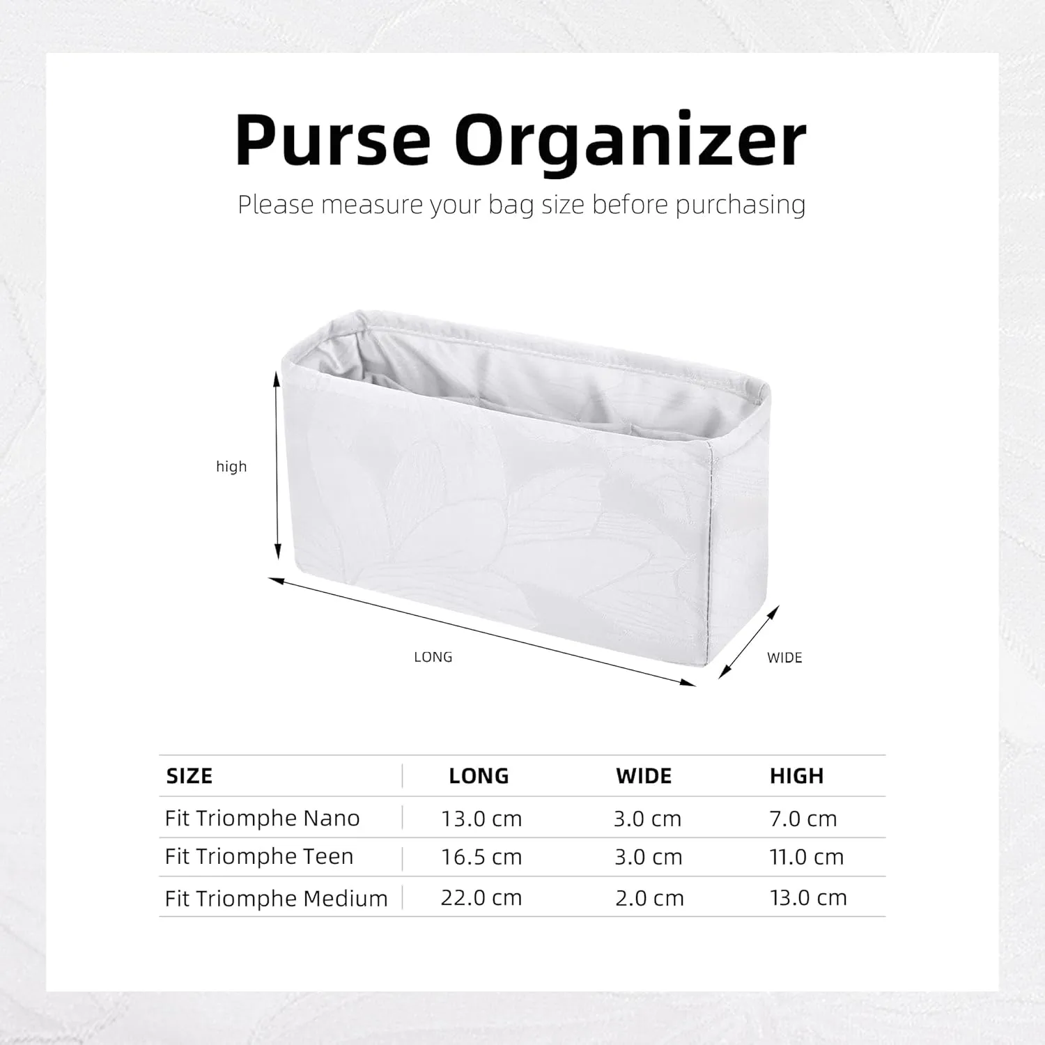 Silk Purse Organizer Insert fits Celine Triomphe Bags, Silky Smooth Bag Organizer Storage, Large Capacity Inner Bag, Luxury Handbag Tote Shaper (Teen, Snowflake)
