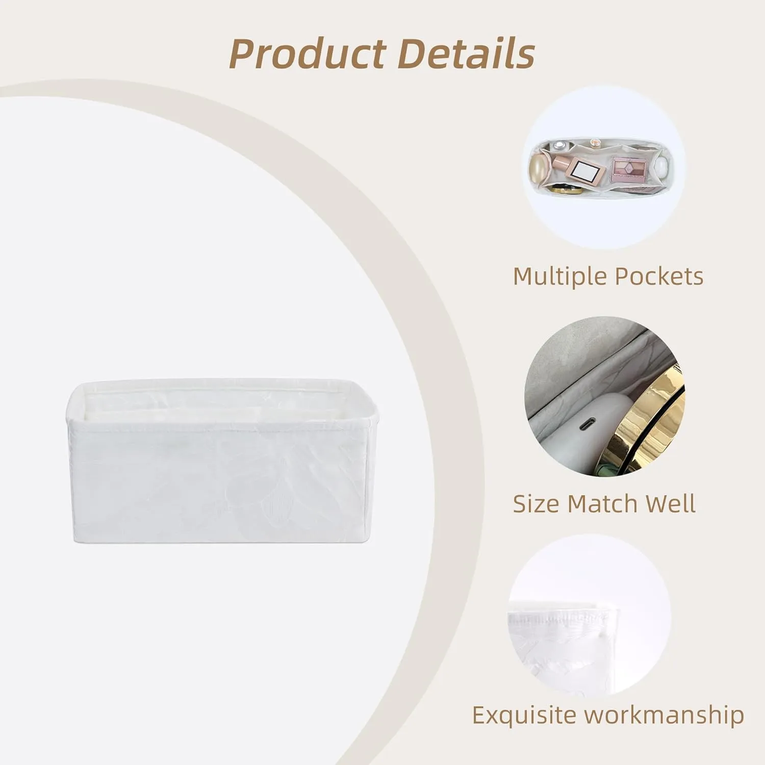 Silk Purse Organizer Insert fits Celine Triomphe Bags, Silky Smooth Bag Organizer Storage, Large Capacity Inner Bag, Luxury Handbag Tote Shaper (Teen, Snowflake)