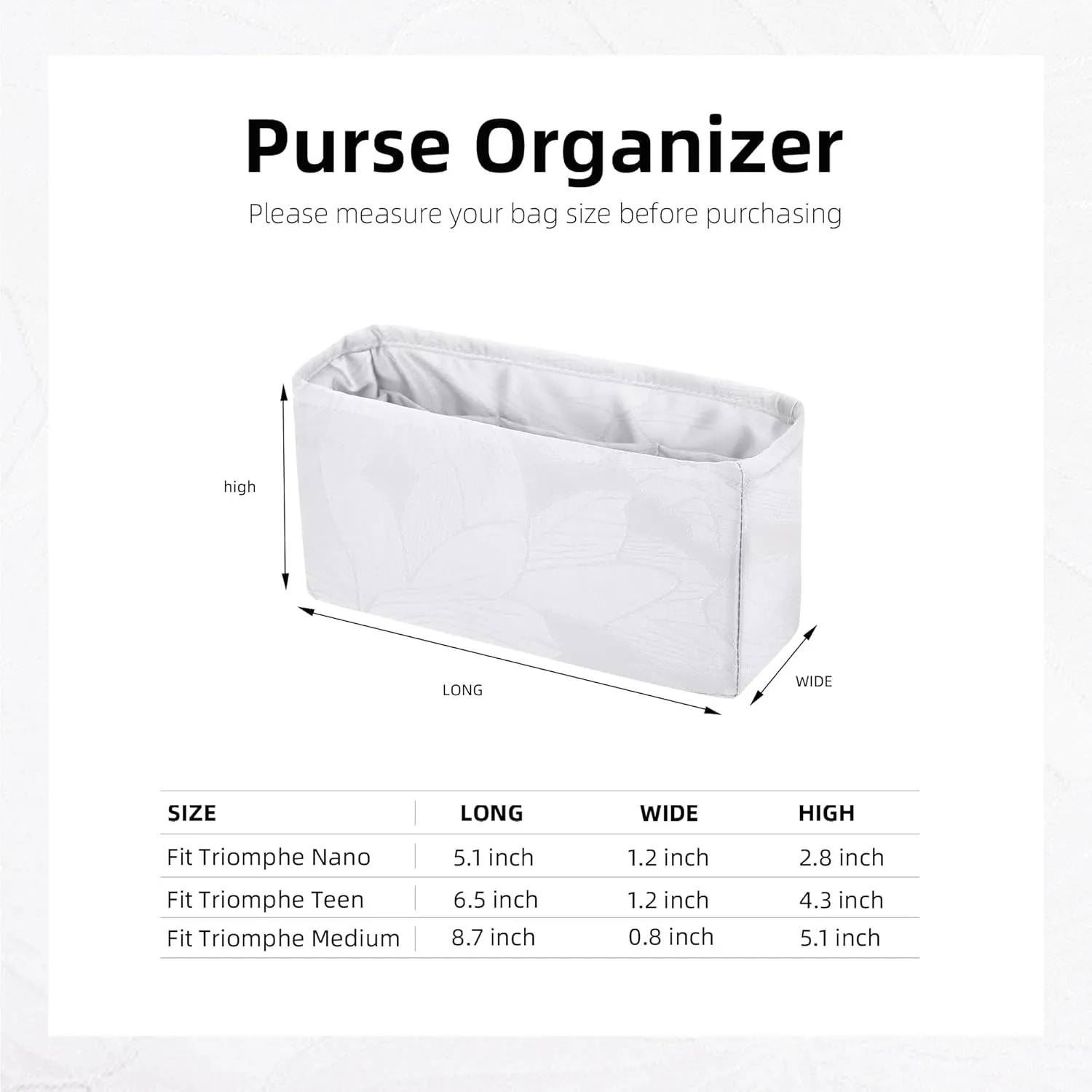 Silk Purse Organizer Insert fits Celine Triomphe Bags, Silky Smooth Bag Organizer Storage, Large Capacity Inner Bag, Luxury Handbag Tote Shaper (Teen, Snowflake)