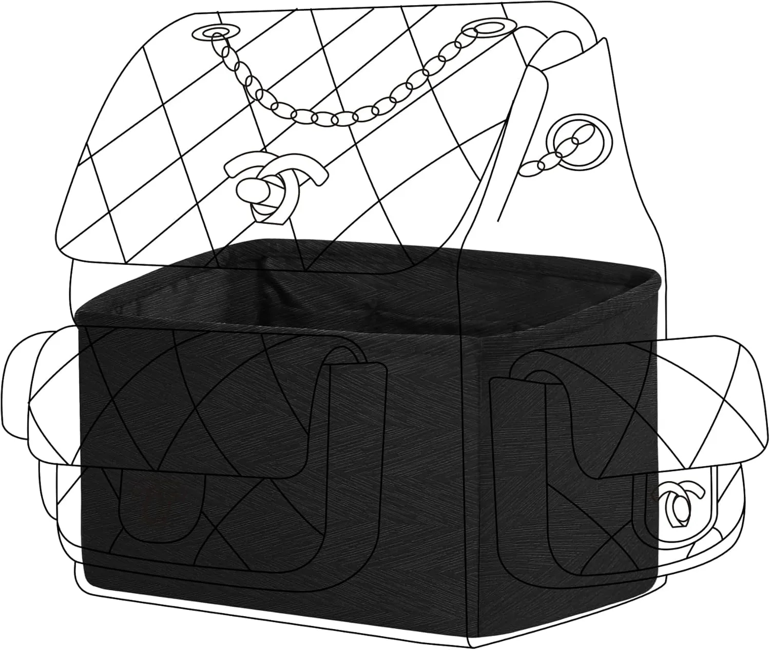 Silk Purse Organizer Insert fits Chanel Duma 23K/24B, Silky Smooth Bag Organizer, Large Capacity Inner Bag, Luxury Handbag Tote Shaper (Small, Black)