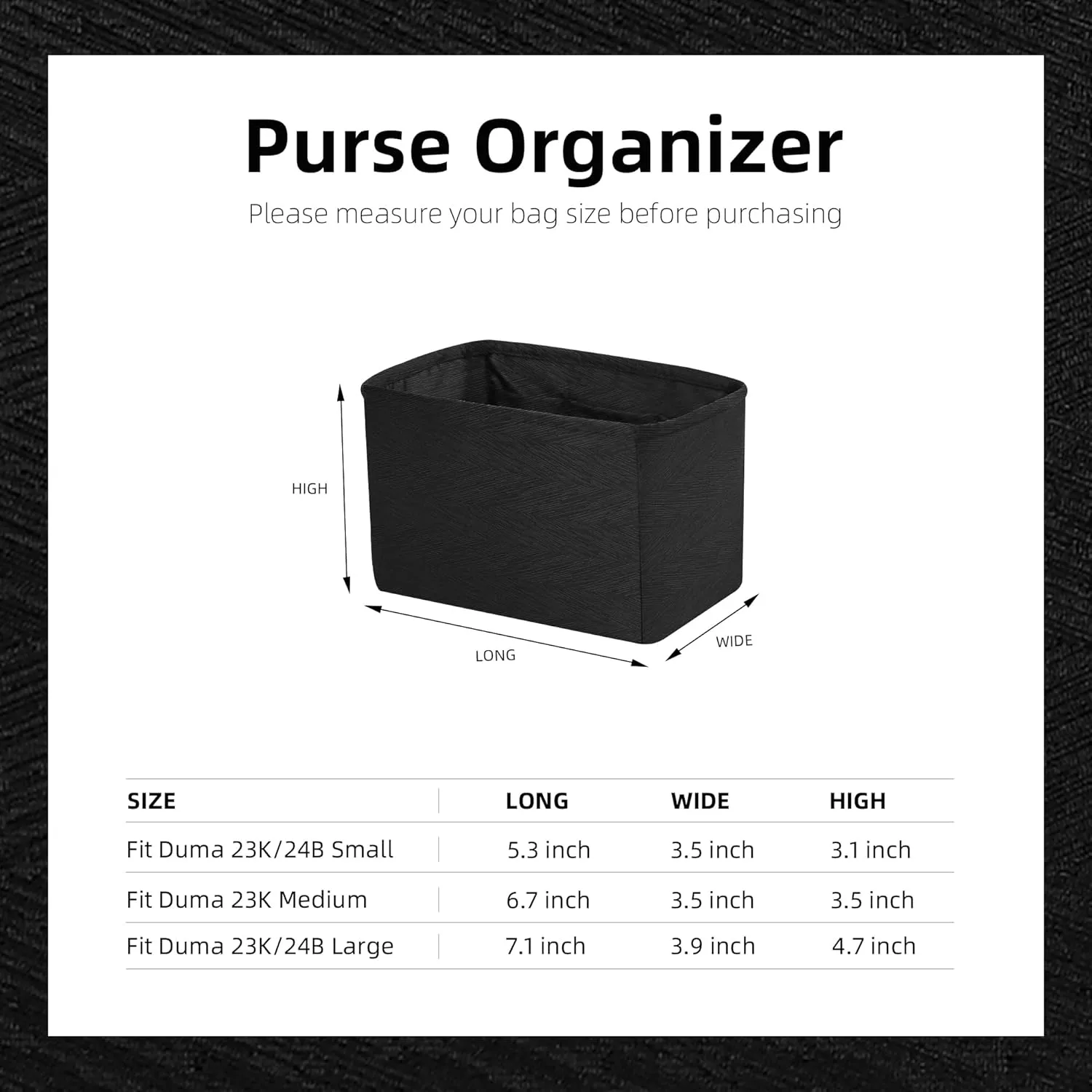 Silk Purse Organizer Insert fits Chanel Duma 23K/24B, Silky Smooth Bag Organizer, Large Capacity Inner Bag, Luxury Handbag Tote Shaper (Small, Black)