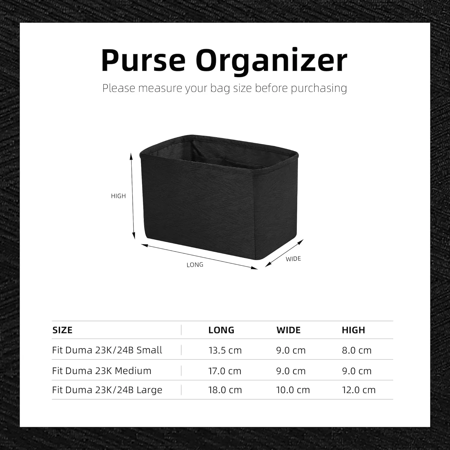 Silk Purse Organizer Insert fits Chanel Duma 23K/24B, Silky Smooth Bag Organizer, Large Capacity Inner Bag, Luxury Handbag Tote Shaper (Small, Black)