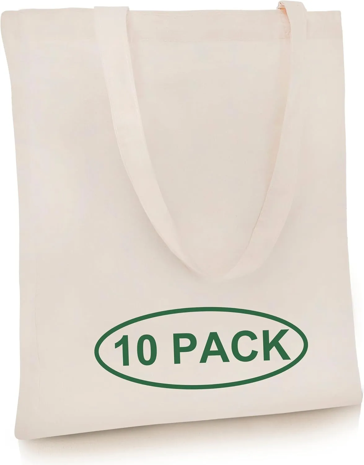 Simply Cool 10-Pack Canvas Tote Bags Bulk, Reusable Grocery Lightweight Cloth Bags for Promotion, Advertising, DIY Projects, Crafts, Painting, Embroidery