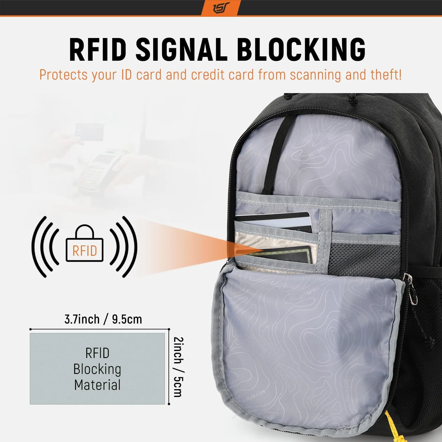 SKYSPER Sling Backpack with RFID Pocket Lightweight Crossbody Bag for Hiking Travel Shoulder Chest Bag for Men Women