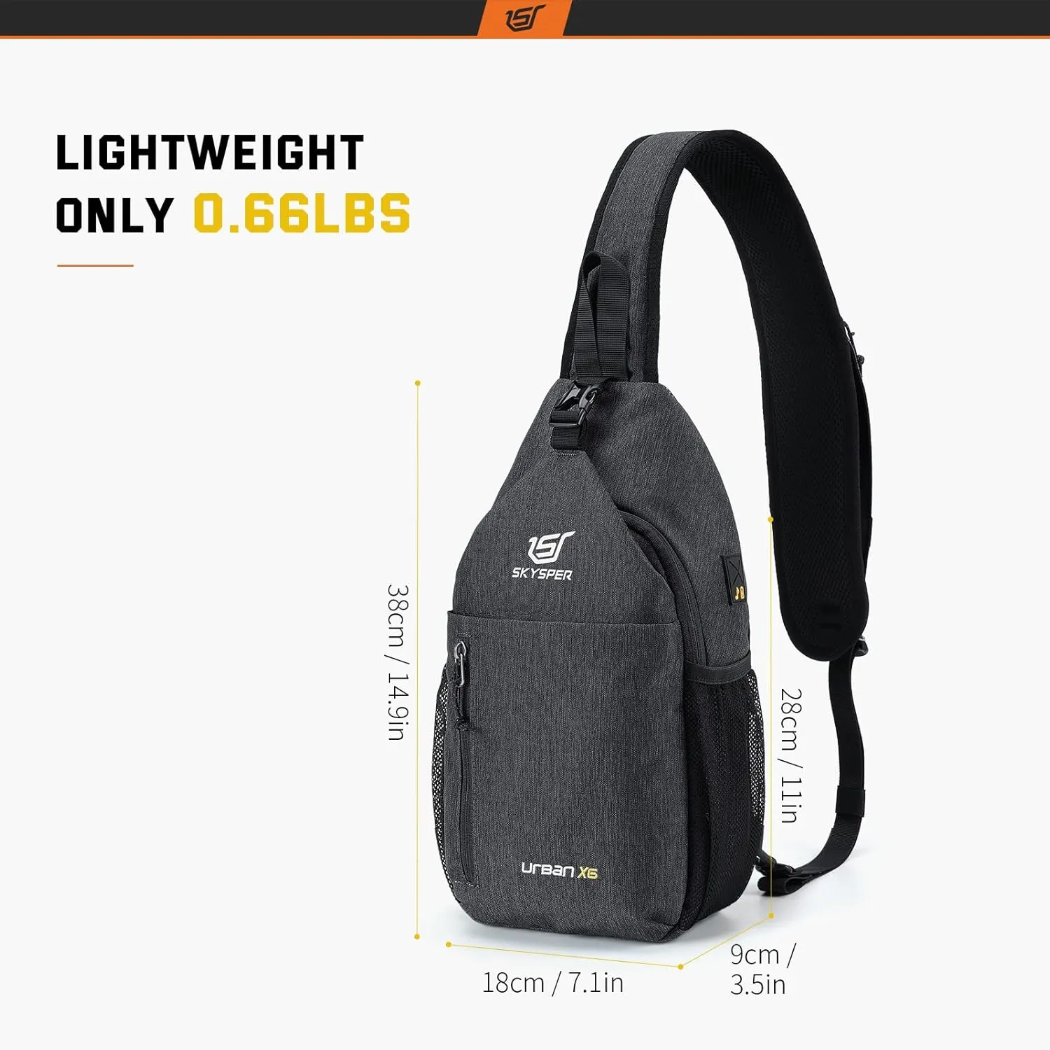 SKYSPER Sling Bag Crossbody Backpack - Chest Shoulder Cross Body Bag Travel Hiking Casual Daypack for Women Men(Black)