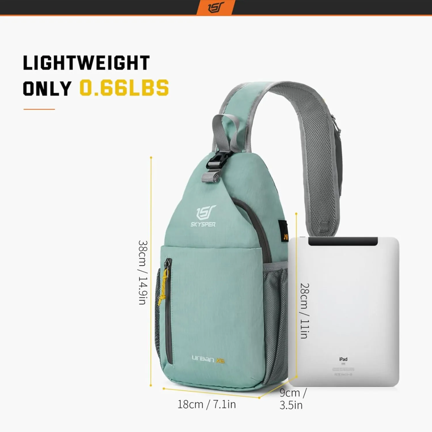 SKYSPER Sling Bag Crossbody Backpack - Chest Shoulder Cross Body Bag Travel Hiking Casual Daypack for Women Men(Mintgreen)