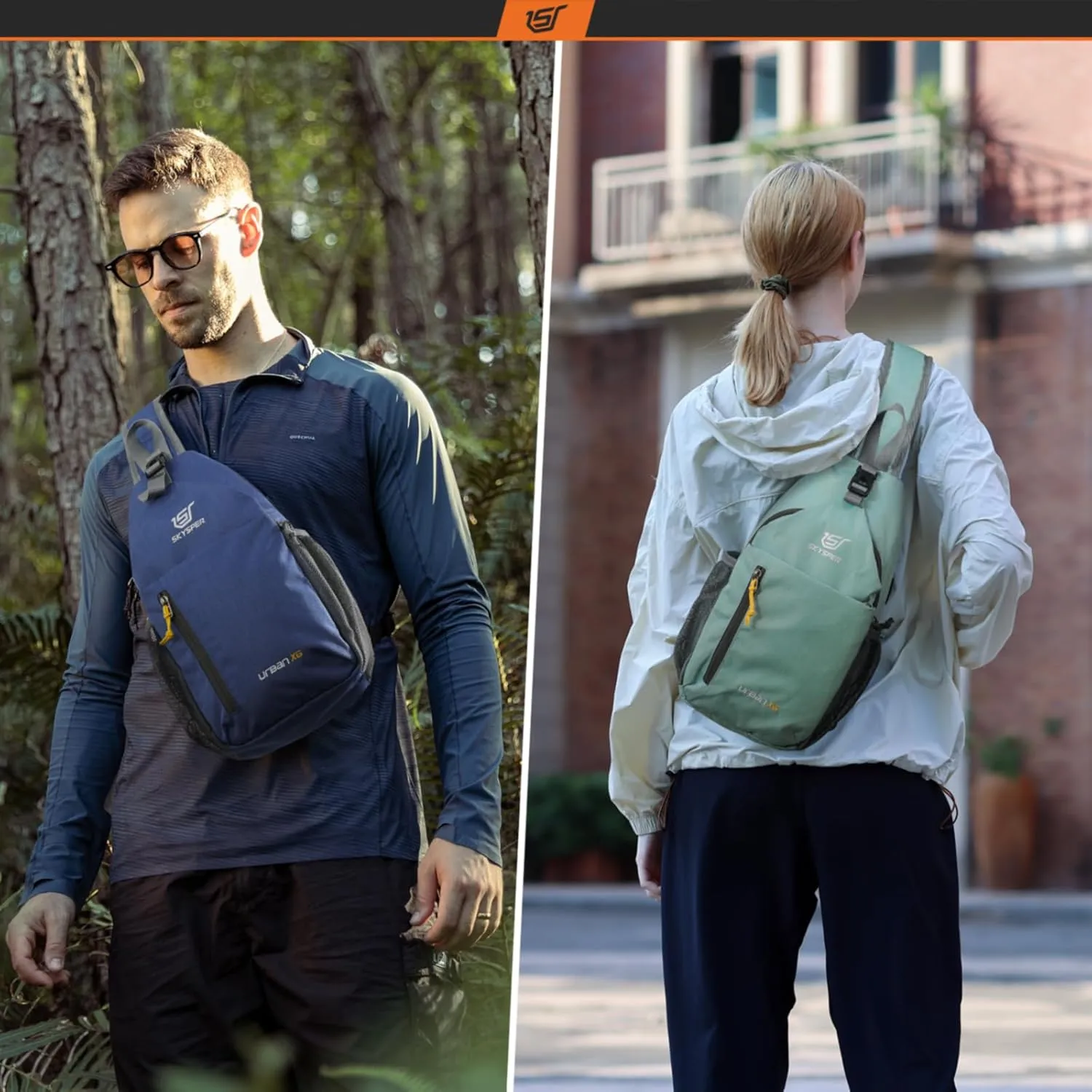 SKYSPER Sling Bag Crossbody Backpack - Chest Shoulder Cross Body Bag Travel Hiking Casual Daypack for Women Men(Mintgreen)