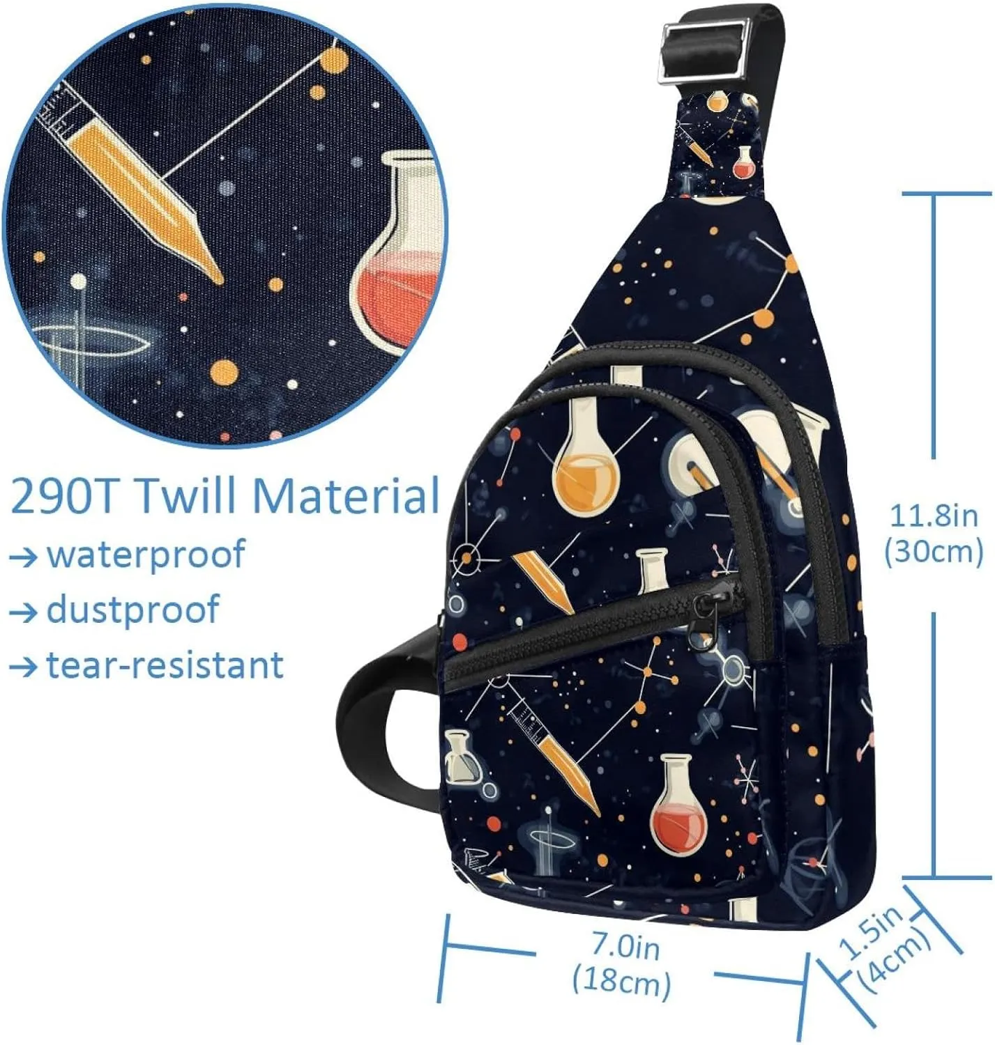 Sling Bag Backpack Crossbody Chest Bag Daypack for Hiking Travel(chemical and scientific)