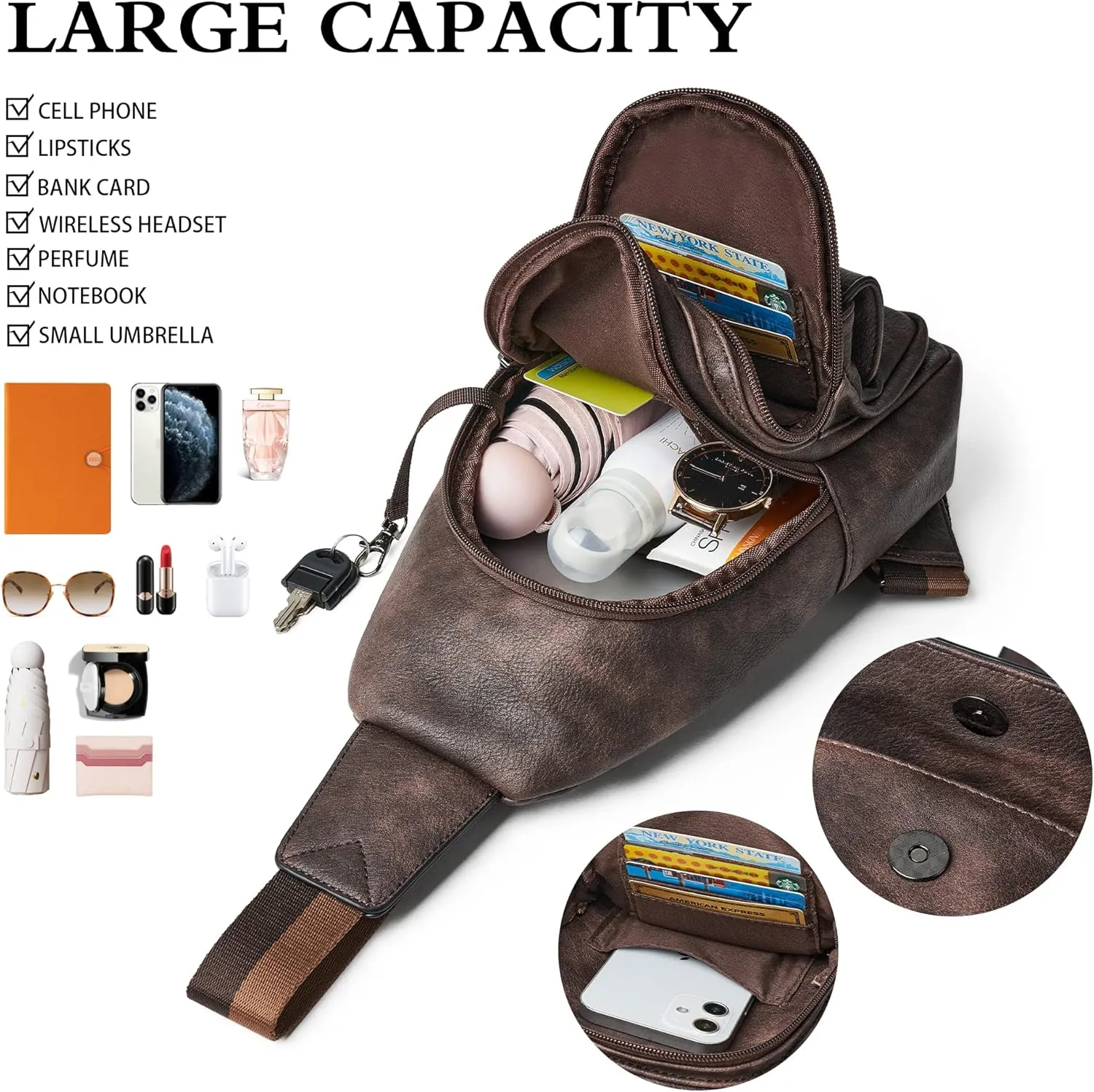 Sling Bag Crossbody Bags for Women Cross Body Fanny Packs Chest Sling Purses for Travel Shopping Leisure Sport
