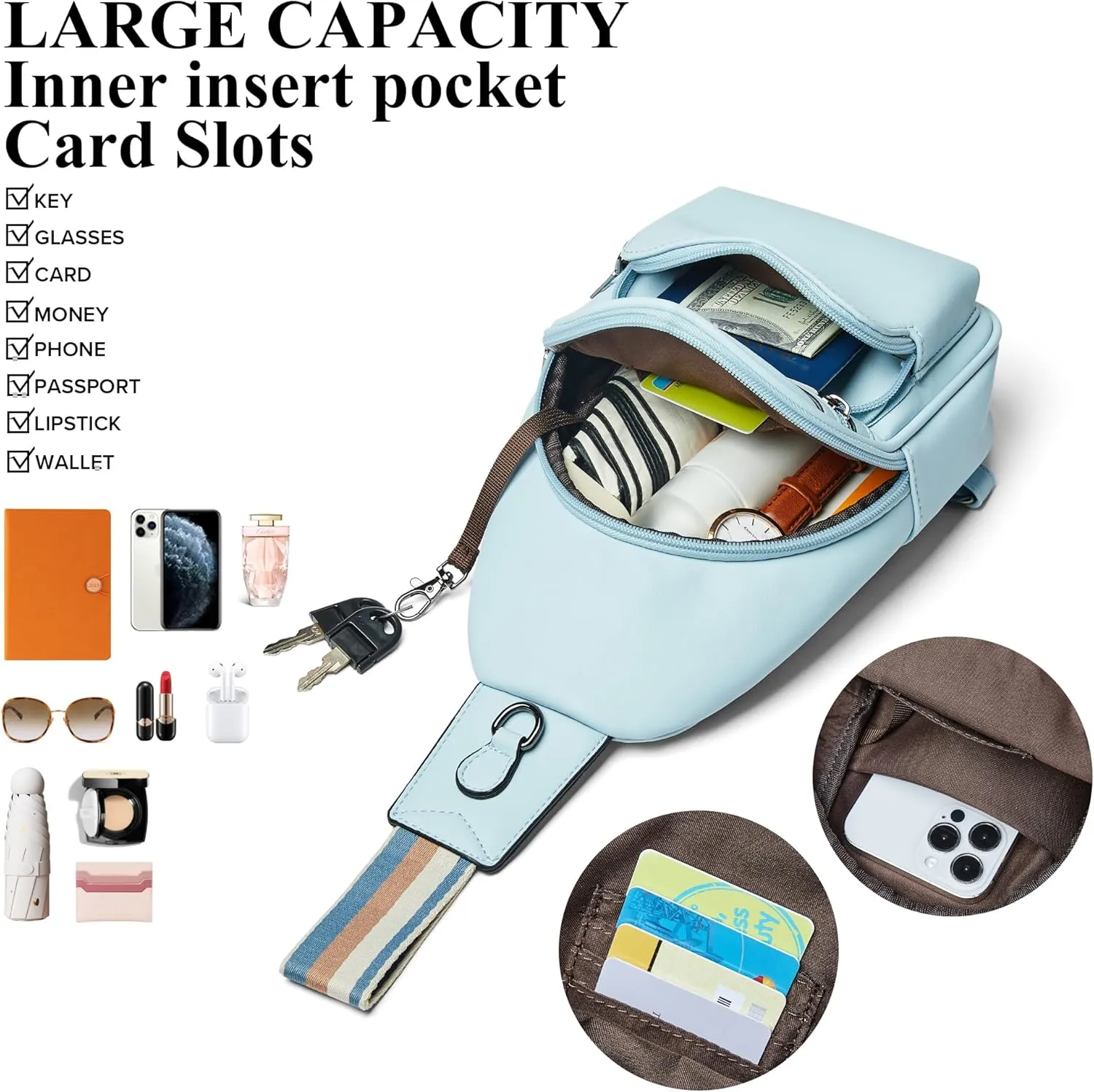 Sling Bag Crossbody Bags for Women Fanny Packs Purse Backpack Casual Daypacks for Travel Work Shopping