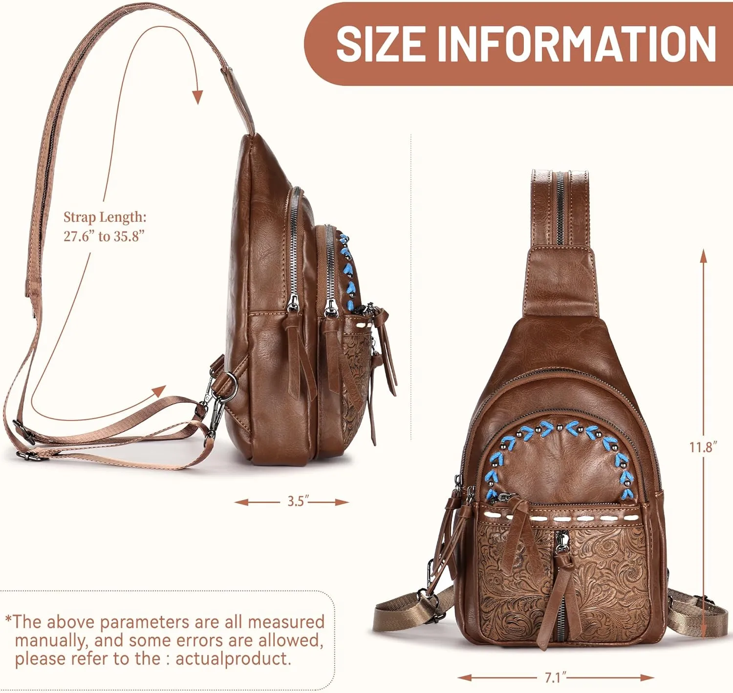 Sling Bag Crossbody Bags for Women Trendy Leather Fanny Packs Chest Bag Sling Crossbody Backpack for Travel (Coffee Color)
