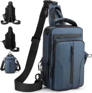 Sling Bag for men,Crossbody Bag Men,Crossbody Bag for Hiking Daypack, Small Backpack with Convertible Shoulder Strap (Blue)