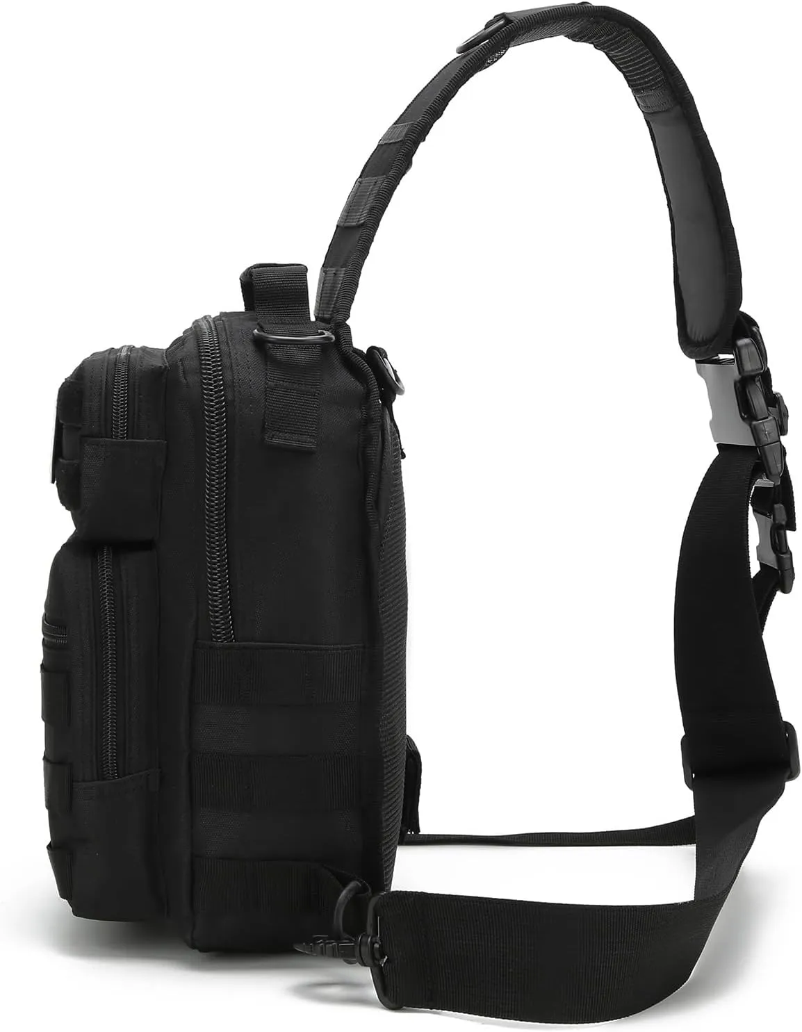 Sling Bag for men，Tactical Shoulder Backpack Molle Assault Range Bags Chest Pack Day Pack Diaper Bag (Khaki)