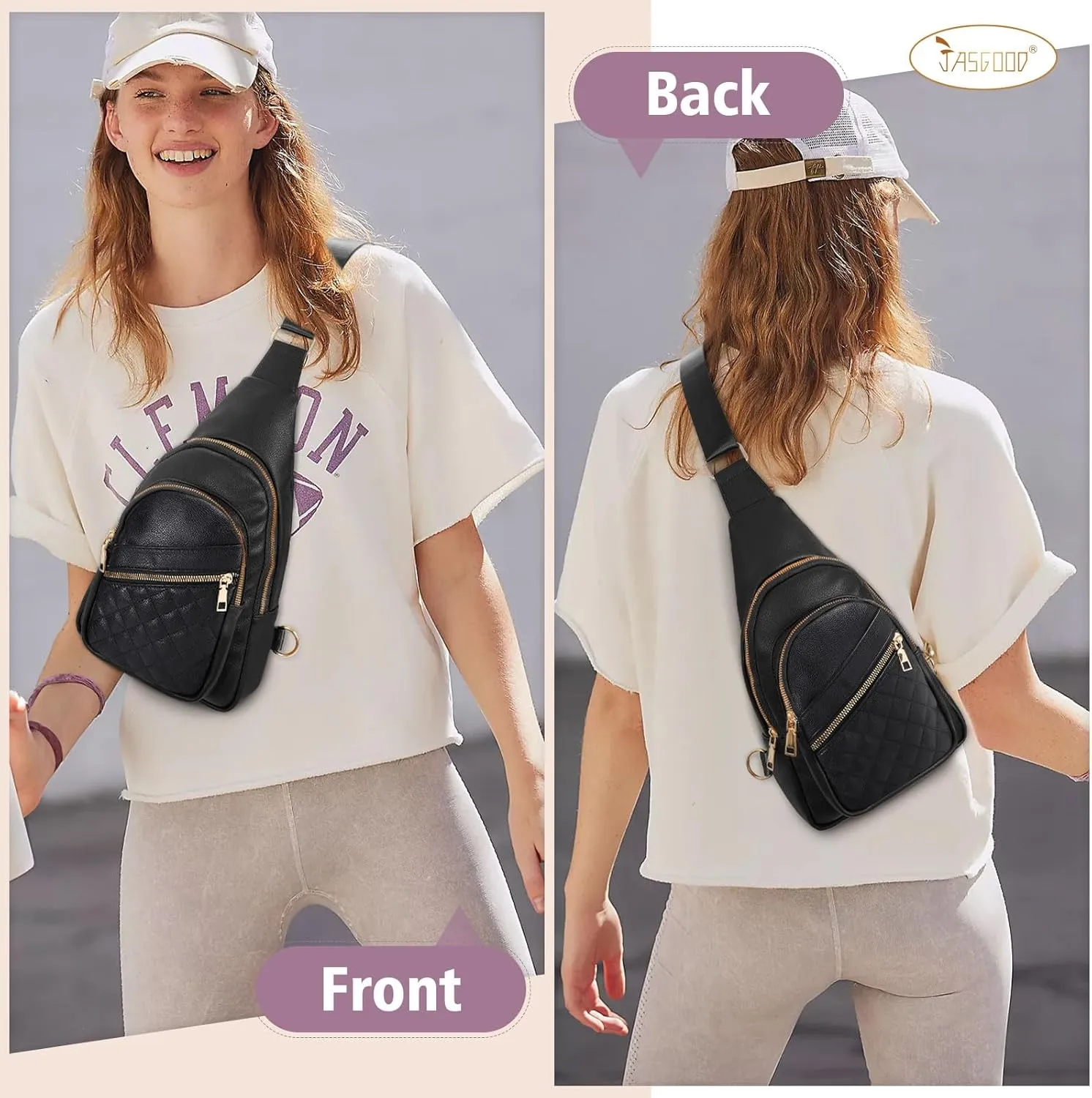 Sling Bag for Women Crossbody Leather Fanny Packs Chest Bag Fashion Sling Backpack Travel JASGOOD