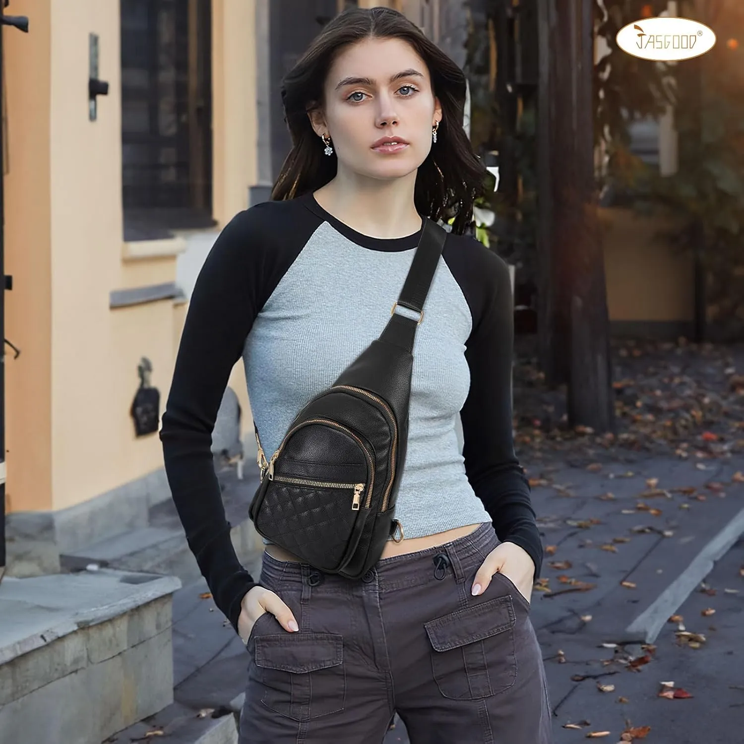 Sling Bag for Women Crossbody Leather Fanny Packs Chest Bag Fashion Sling Backpack Travel JASGOOD