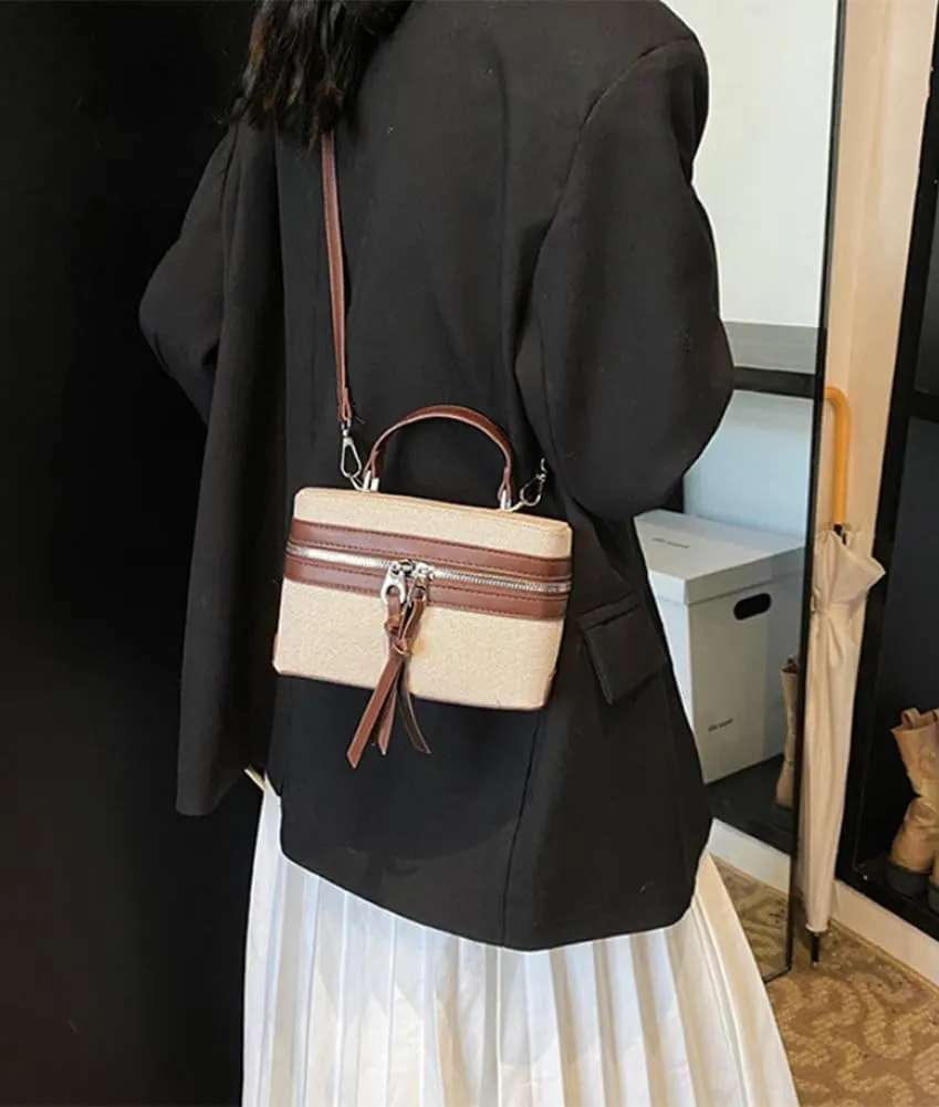 Slouchy Canvas Box Shoulder Bag Women Trendy Underarm Hobo Bags Cute Crossbody Purse Top-Handle Travel Tote Handbag 2025