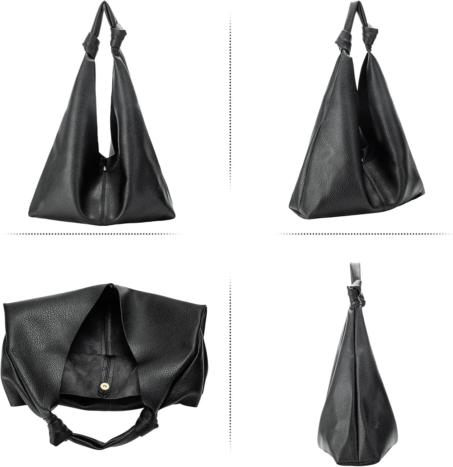 Slouchy Hobo Bag for Women Vegan Leather Shoulder Bag Knotted Hobo Purse Ladies Top Handle Handbag, with Small Purse
