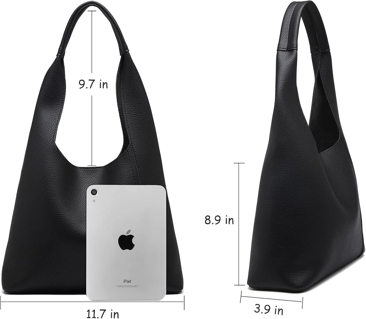 Slouchy Hobo Bags for Women, Shoulder Handbag Purse 2pcs Soft Tote Work Bag PU Leather Top Handle Bag