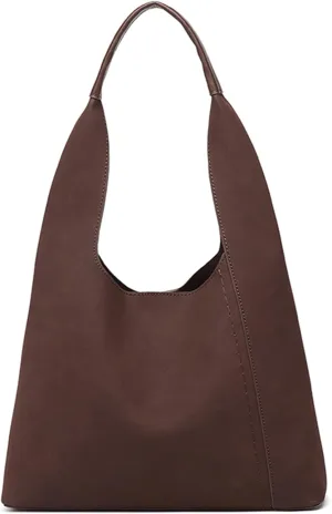 Slouchy Hobo Bags for Women, Shoulder Handbag Purse 2pcs Soft Tote Work Bag PU Leather Top Handle Bag