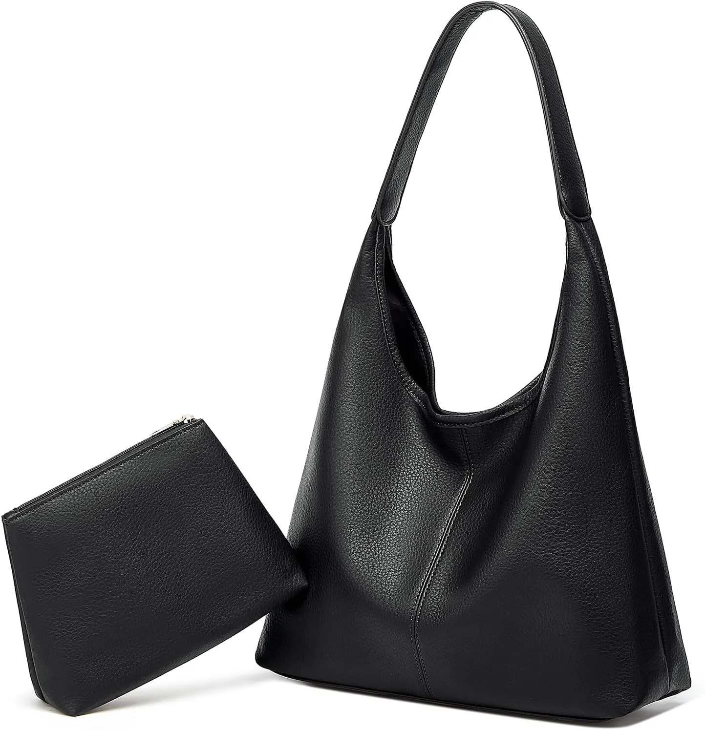 Slouchy Hobo Bags for Women Tote Bag Retro PU Leather Crossbody Purse Soft Shoulder Purses 2pcs Work College Handbags
