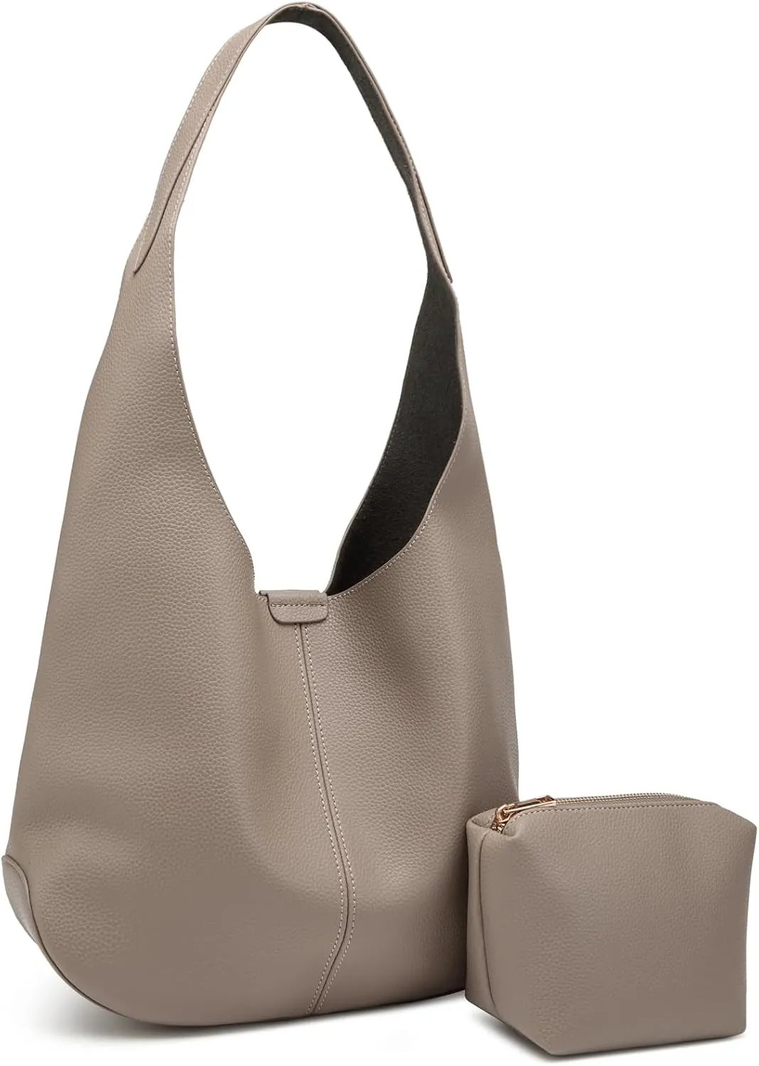 Slouchy Hobo Bags for Women Tote Bag Soft Vegan Leather Shoulder Purses 2 Pcs