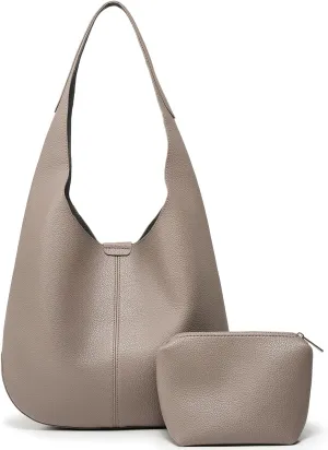 Slouchy Hobo Bags for Women Tote Bag Soft Vegan Leather Shoulder Purses 2 Pcs