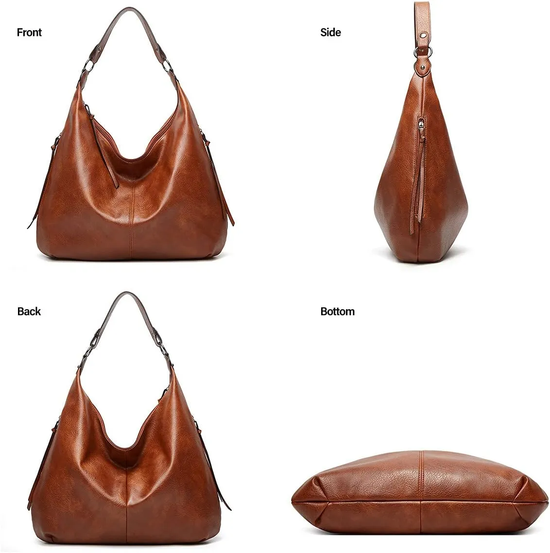 Slouchy Hobo Shoulder Bag for Women Genuine Leather Designer Top Handle Tote for Everyday Essentials