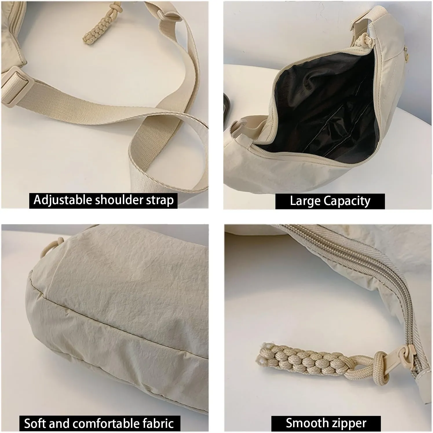 Slouchy Hobo Tote Bags for Women - Retro PU Leather Shoulder Handbag Purse Large Capacity 2pcs