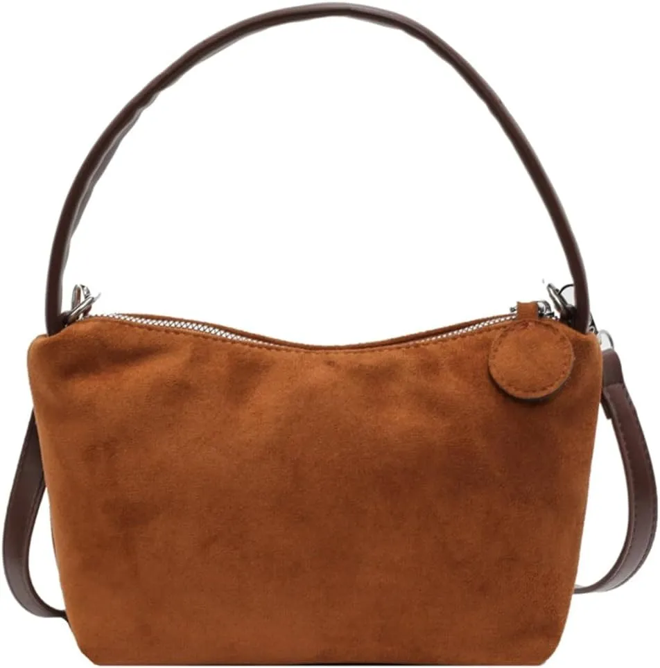 Slouchy Suede Cloud Crossbody Purse Women Crescent Satchels Shoulder Hobo Bags Trendy Travel Top-handle Mini Tote Handbag