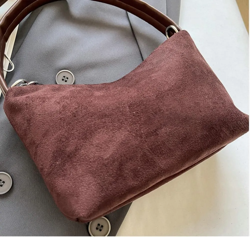Slouchy Suede Cloud Crossbody Purse Women Crescent Satchels Shoulder Hobo Bags Trendy Travel Top-handle Mini Tote Handbag