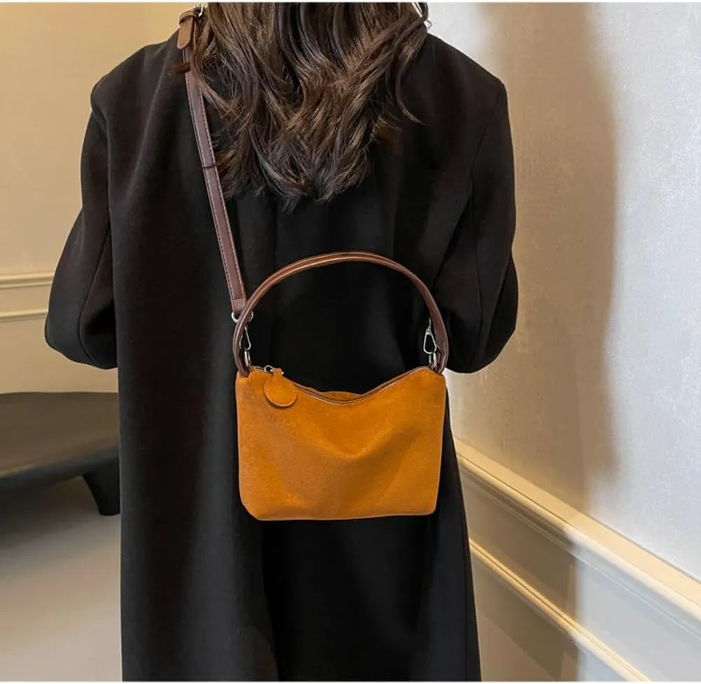 Slouchy Suede Cloud Crossbody Purse Women Crescent Satchels Shoulder Hobo Bags Trendy Travel Top-handle Mini Tote Handbag