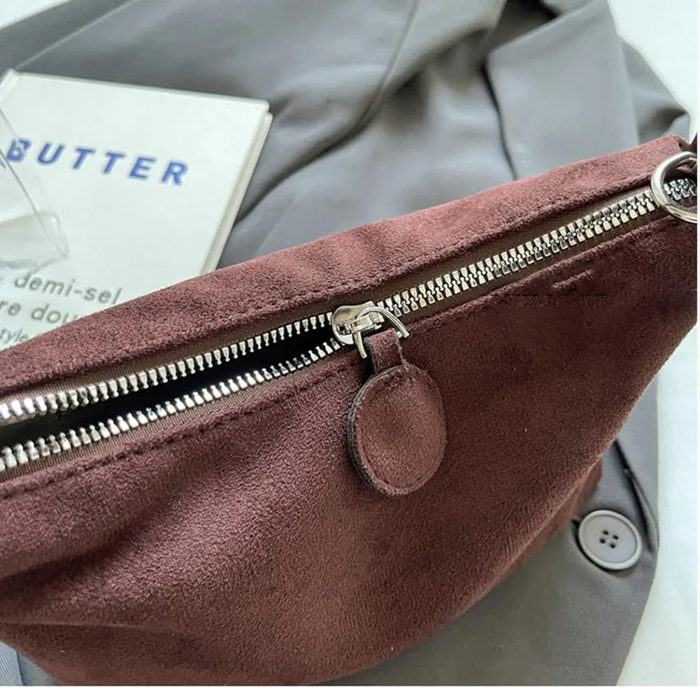 Slouchy Suede Cloud Crossbody Purse Women Crescent Satchels Shoulder Hobo Bags Trendy Travel Top-handle Mini Tote Handbag