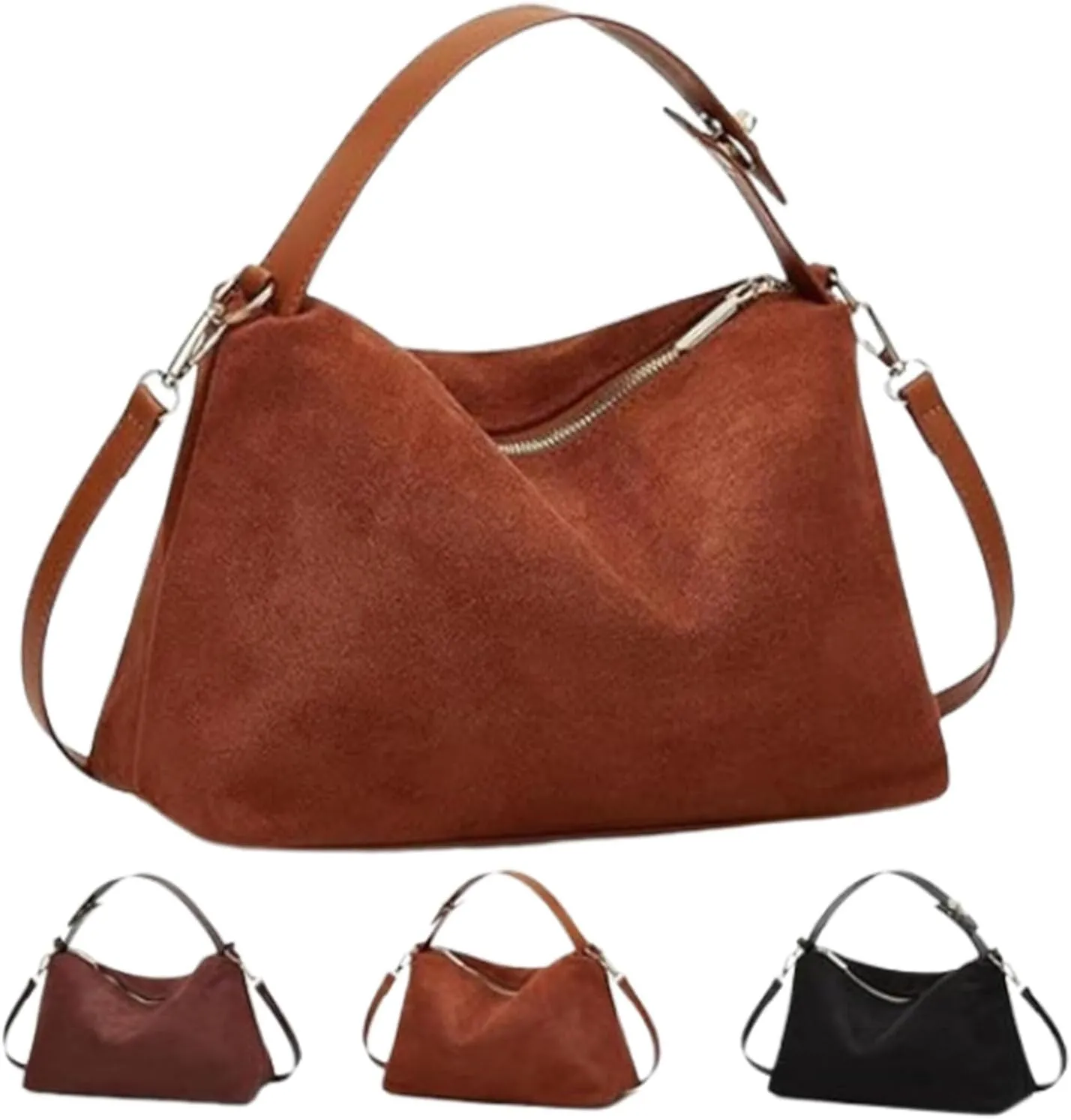 Slouchy Suede Cloud Hobo Bags Brown Suede Bag Retro Suede Shoulder Bag Women Crescent Shoulder Bag