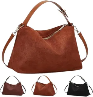 Slouchy Suede Cloud Hobo Bags Brown Suede Bag Retro Suede Shoulder Bag Women Crescent Shoulder Bag