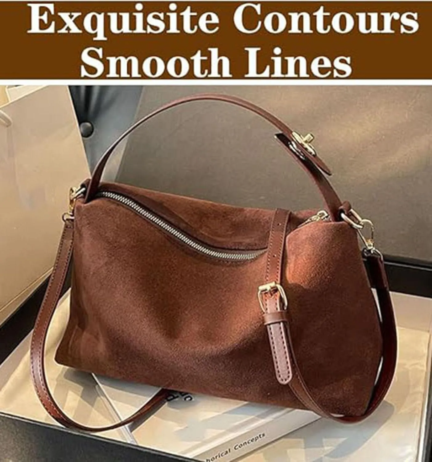 Slouchy Suede Cloud Hobo Bags Brown Suede Bag Retro Suede Shoulder Bag Women Crescent Shoulder Bag