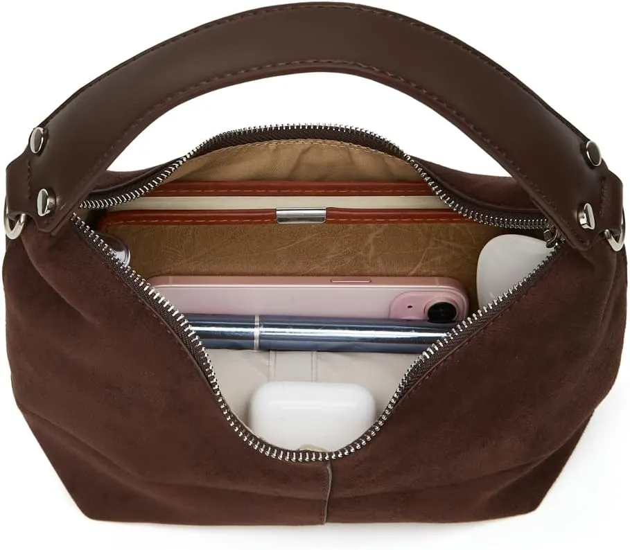 Slouchy Suede Shoulder Bags For Women Retro Crossbody Bag Tote Bag Satchel Bag Winter Work Purses Crescent Bag Handbag Fall