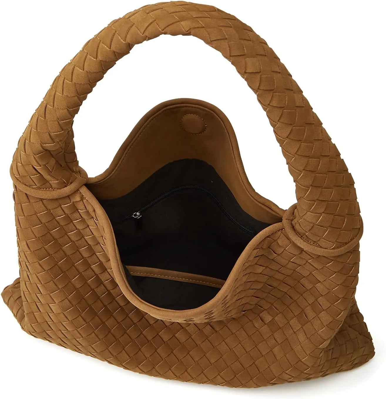 Slouchy Woven Suede Hobo Bags Women Trendy Suede Purse Crossbody Crescent Shoulder Satchel Work Bag Top Handle Tote Handbag