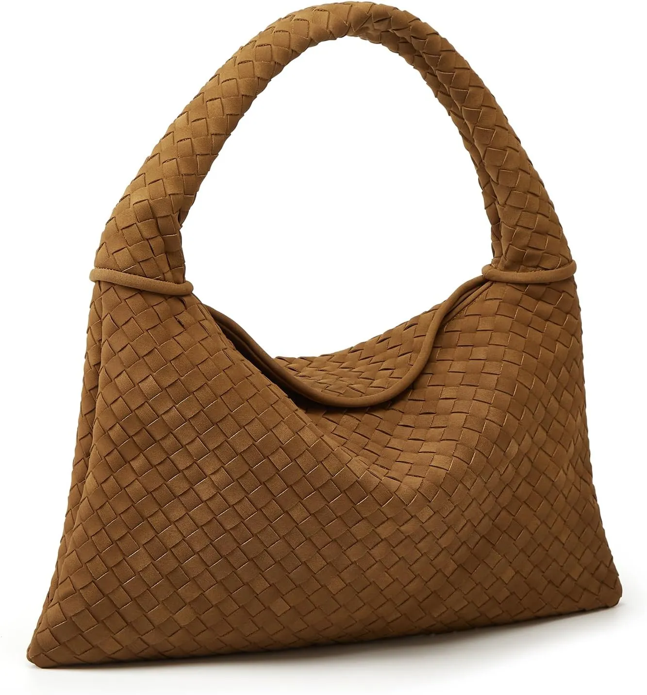 Slouchy Woven Suede Hobo Bags Women Trendy Suede Purse Crossbody Crescent Shoulder Satchel Work Bag Top Handle Tote Handbag