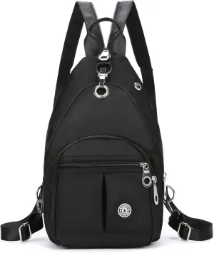 Small Backpack Crossbody Sling Bag Lightweight Daypack Casual Black Travel Bag