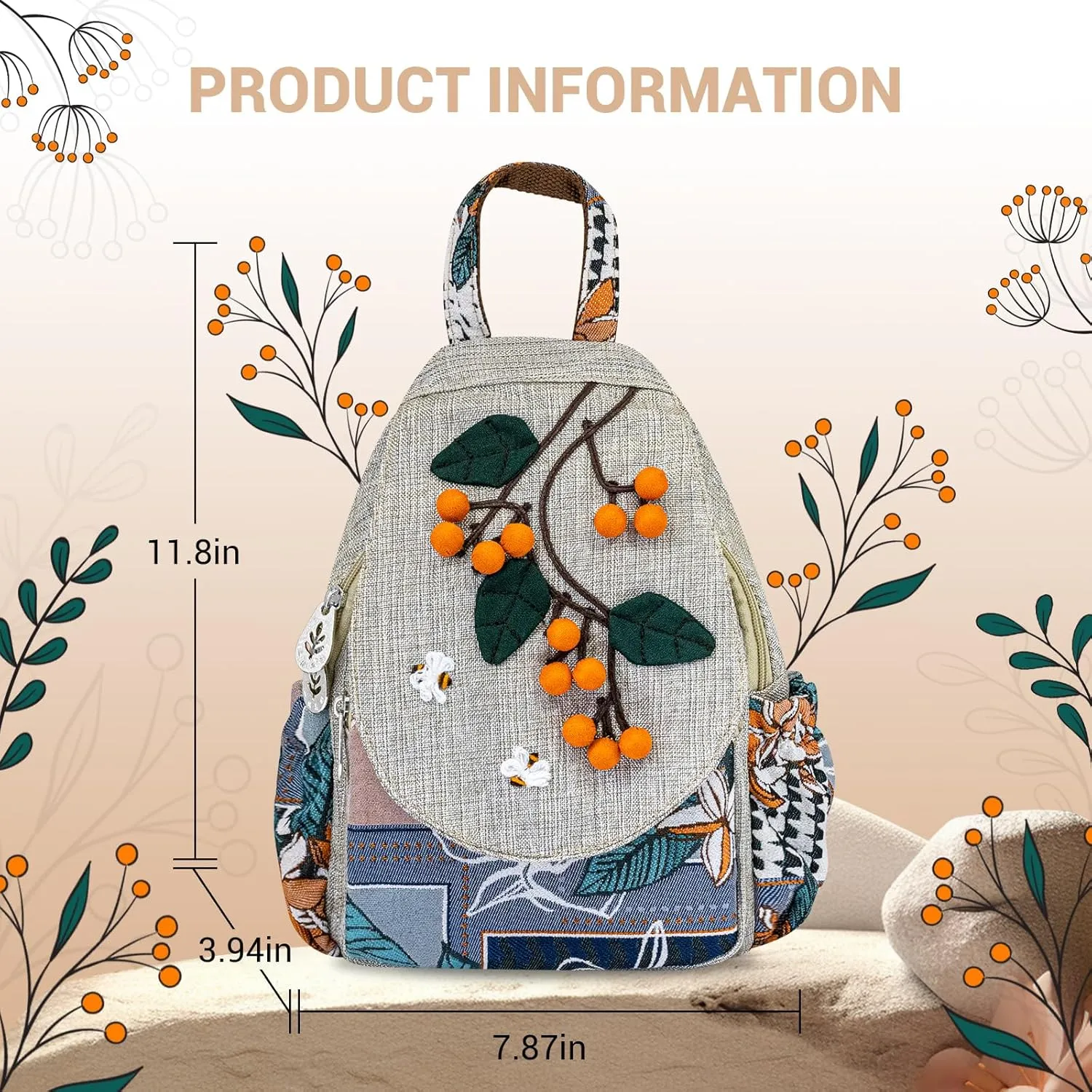 Small Backpack Purse for Women, Hand-Woven Sling Bag, Women's Mini Hippie Boho Cute Sling Backpack