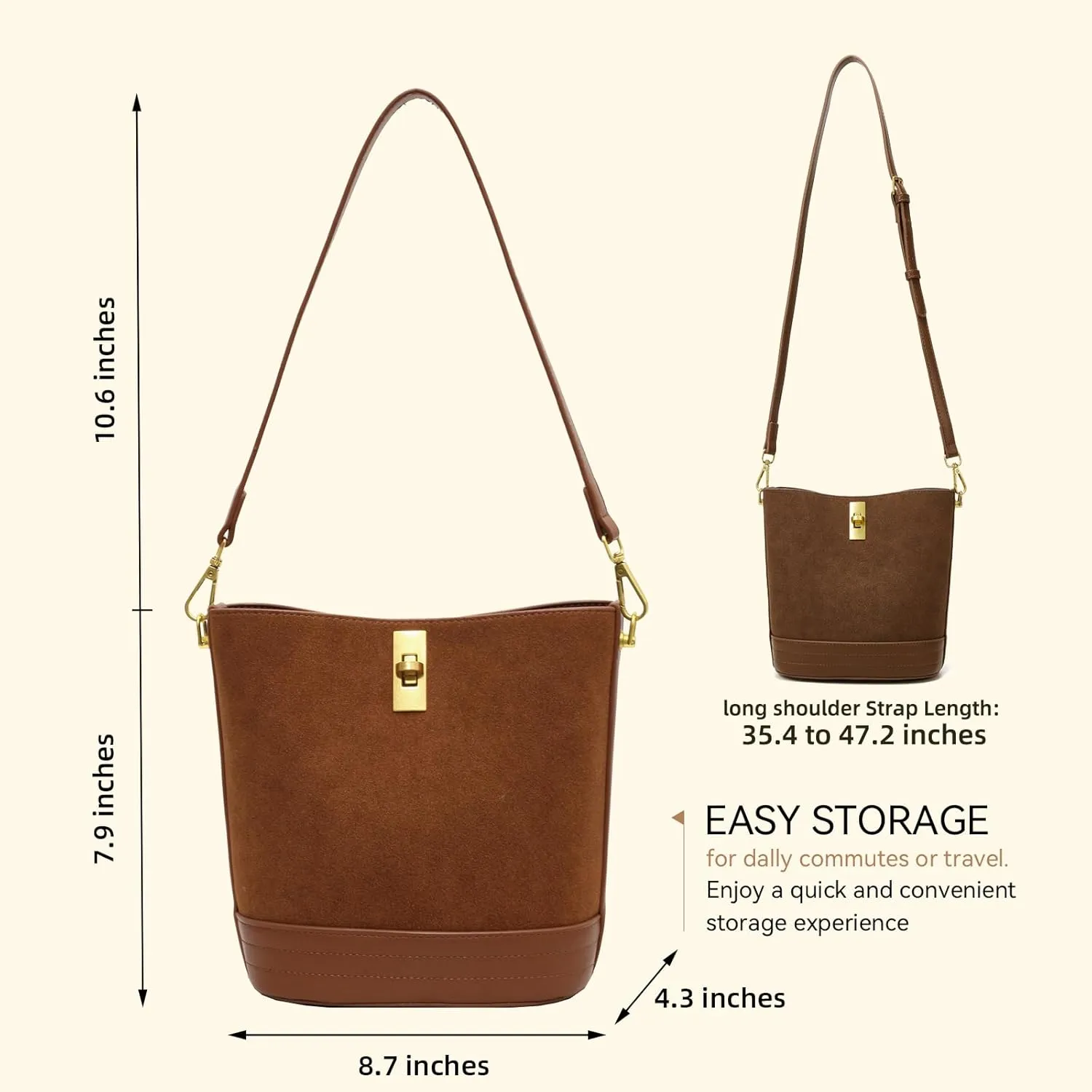 Small Bucket Bag Bucket Purse for Women Shoulder Purse Crossbody Handbag Mini Faux Suede Hobo Bag